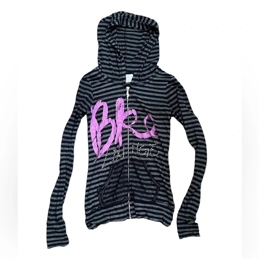 BKE Lounge Y2K Vintage Zip Up Lightweight Sheer Hoodie Jacket - Picture 1 of 11